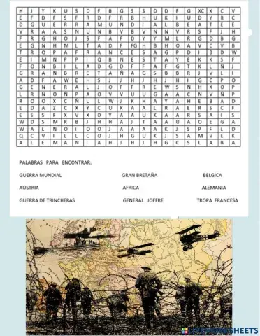 Sopa de letras primera guerra mundial