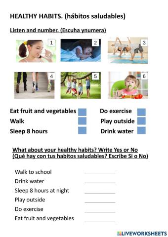 Healthy habits vocabulary
