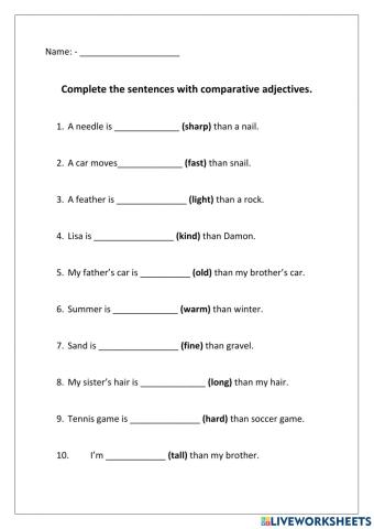 Comparative words follow one syllable rule