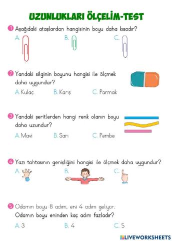 TEST-Uzunluk Ölçme-1