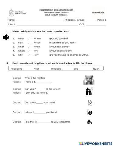 Exam 4th grade Period 3