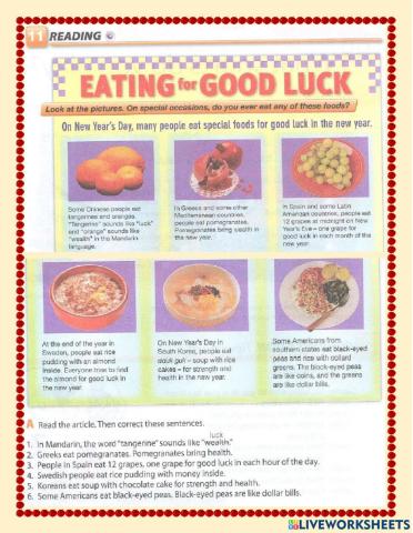Reading: Eating for luck.