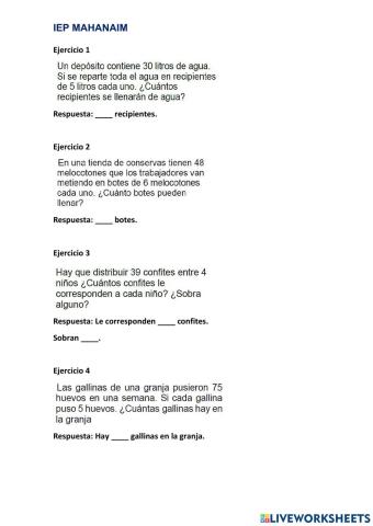 Problemas con divisiones