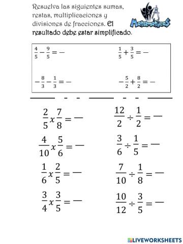 Operaciones básicas con fracciones