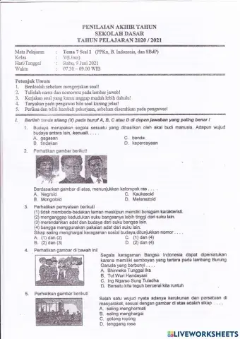 PAT T7S1 kelas 5 rabu, 9 juni 2021