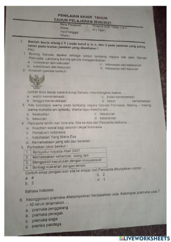 PAT Tematik Tema 8 Subtema 1&2