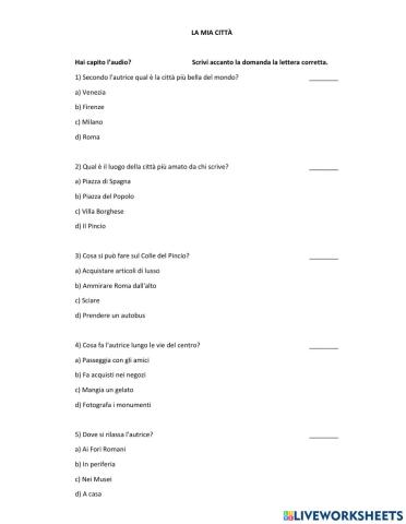 Esame La mia città