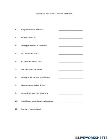 Esame i pronomi combinati numero 2