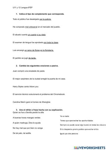 Unidad 11 y 12 6º Lengua