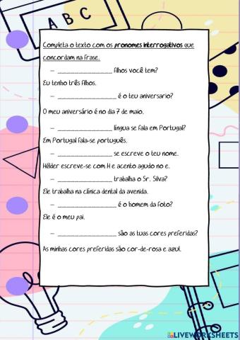 Os pronomes interrogativos