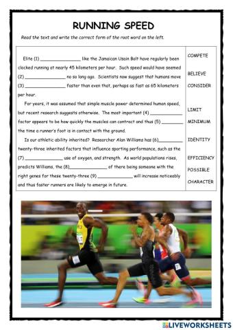 Running Speed - FCE Word Formation