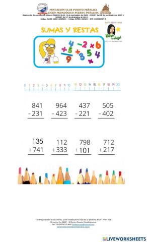 Sumas y restas de tres cifras