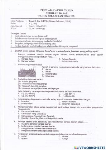 Pat t8s1 kelas 5 kamis, 10 juni 2021