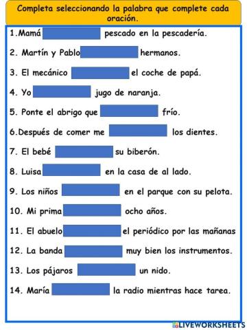 Completando oraciones