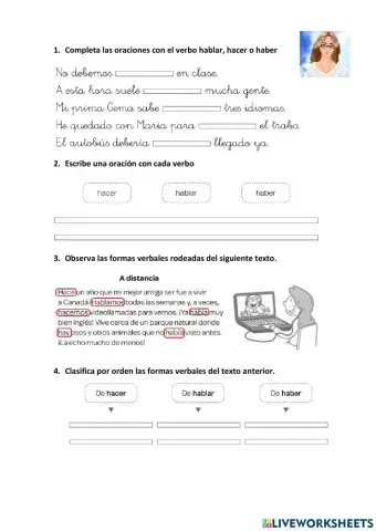 Escribir con h el verbo haber, hacer y hablar