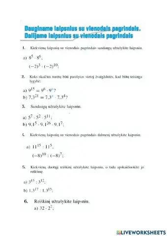 Laipsniai. Laipsnių savybės