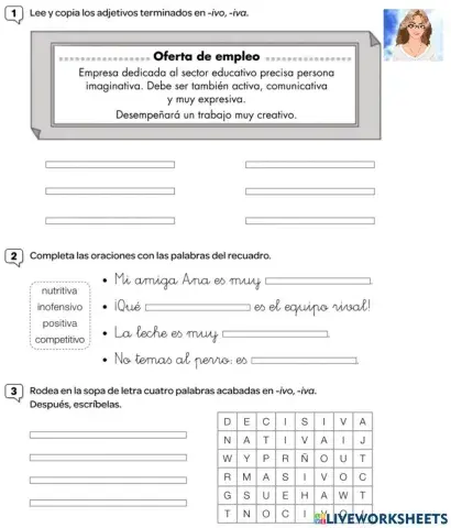 Adjetivos terminados en IVO e IVA