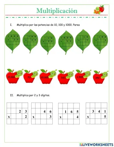 Multiplica pontencias de 10,100 y 1,000