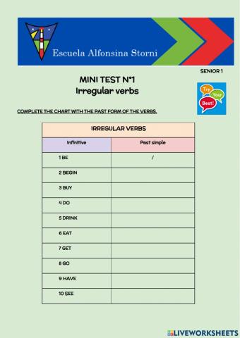 Mini test -Irregular verbs