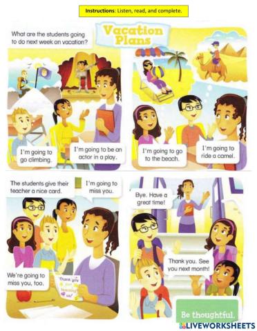 Story going to On vacation Time expresions