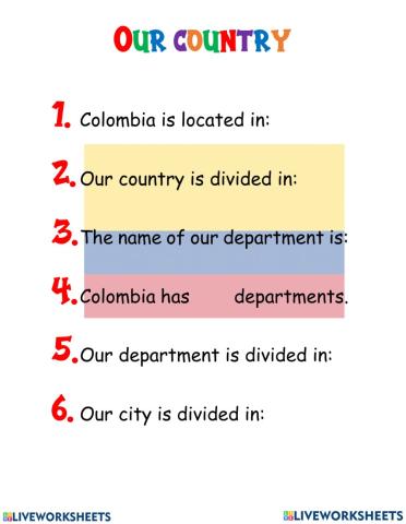 Colombia - Worksheets