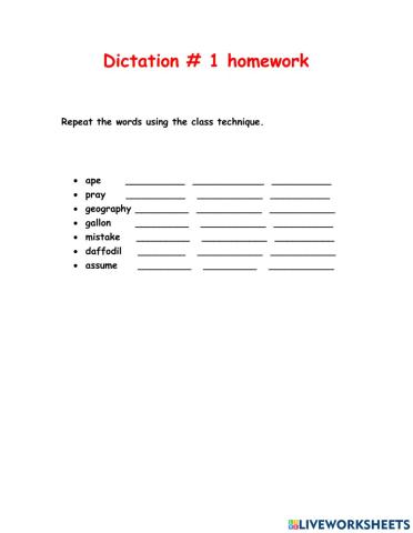 Dictation -1 homework