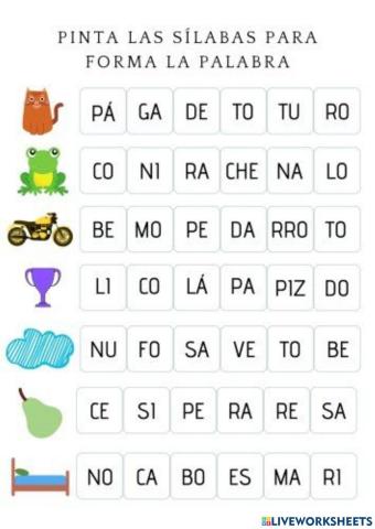 Coloreo silabas