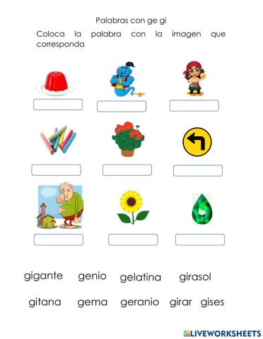 Palabras con ge gi