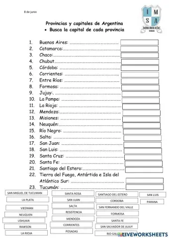 Provincias y capitales de argentina