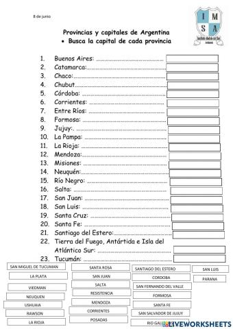 Provincias y capitales de argentina