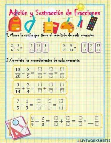 Adición y Sustracción de Fracciones y Números Mixtos