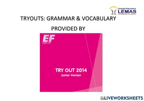 Yle tryouts - grammar & vocabulary