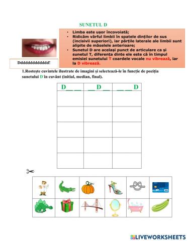Exerciții pentru pronunția corectă a sunetului D