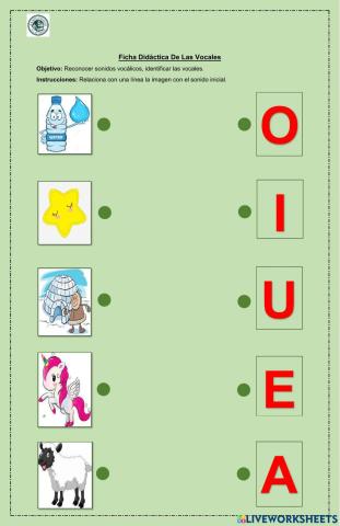 Ficha interactiva de las vocales unir