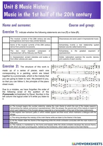 Unit 8 Music in the 1st half of the 20th century