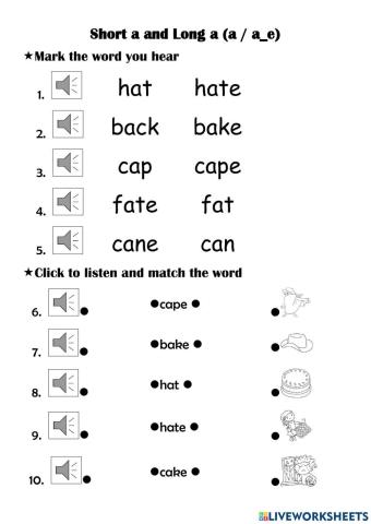 Phonic short and long A