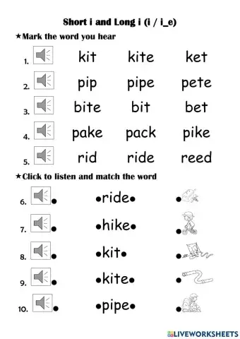 Phonic short and long I
