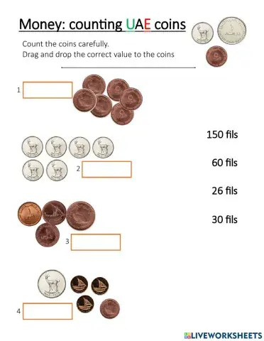 Money: counting UAE coins