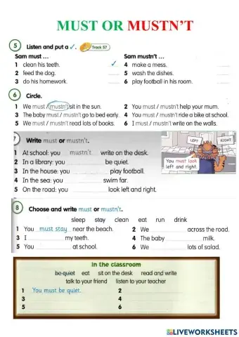 Must mustn't worksheet