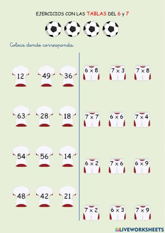 Las tablas de multiplicar - repaso