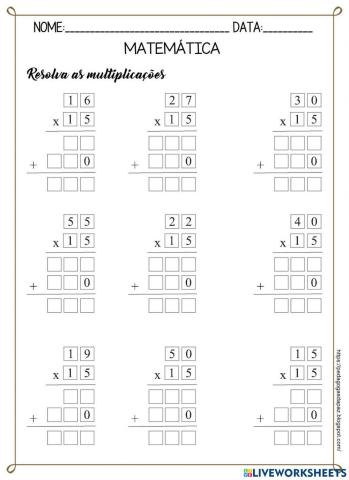 Multiplicação (2 números)