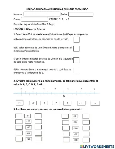 Lección: números enteros