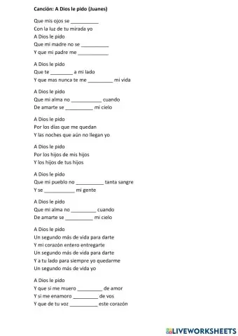 Canción: A Dios le pido