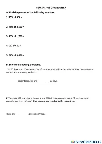 Percentage of a number