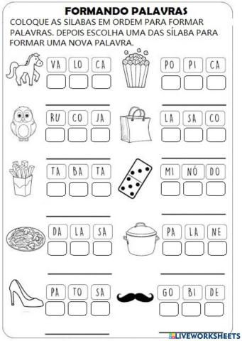 ALFABETIZAÇÃO - ORDENAR SÍLABAS