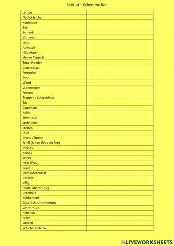 Unit 14 - Where we live