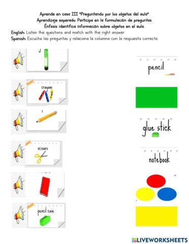 Preguntando por los objetos del aula
