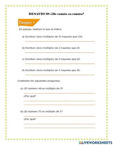 DESAFÍO 38 ¿De cuánto en cuánto?