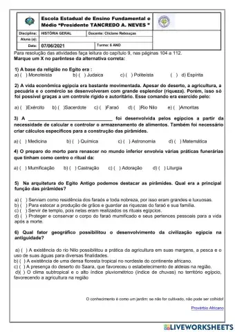 Egito: A civilização do Nilo