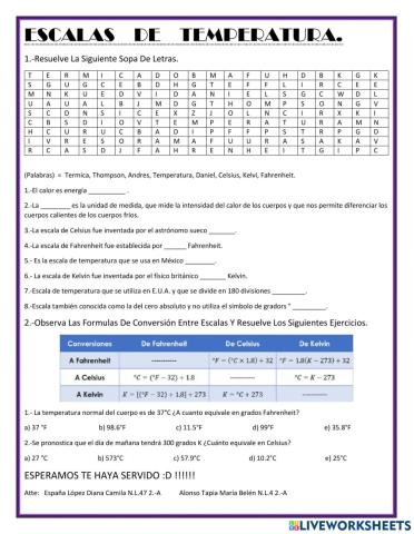 Escalas de temperatura.